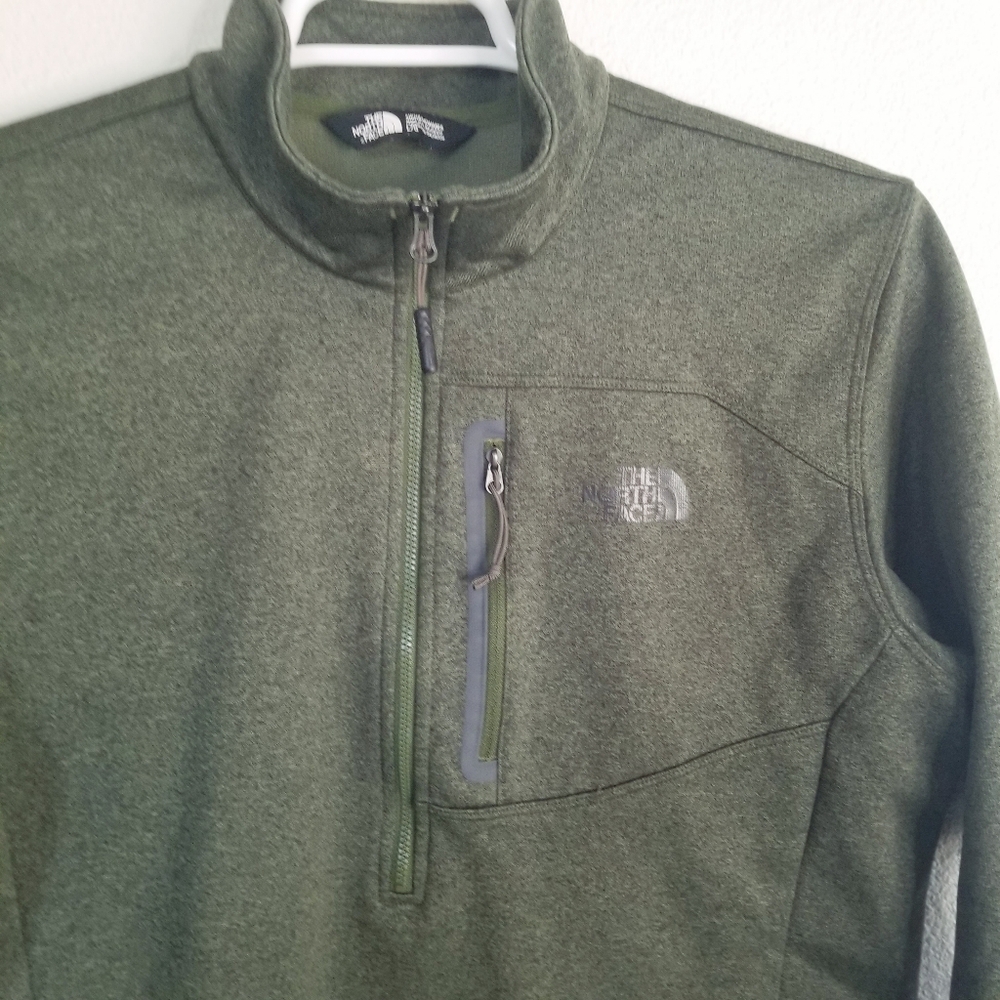 The North Face Green Thermal Jacket Fleece Lined Half Zip Mens L - Picture 3 of 8